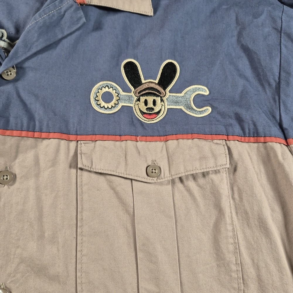 Disney Parks Oswalds Service Button Down Garage Shirt Mechanic 2XL XXL - Picture 4 of 10
